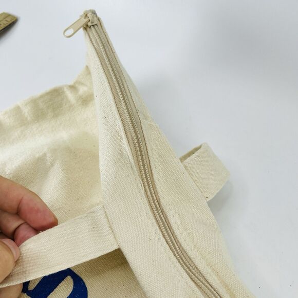 Omaha Public Library Reading Vintage Canvas Tote Bag Duffle Zipper Top 20x14 - Picture 8 of 12